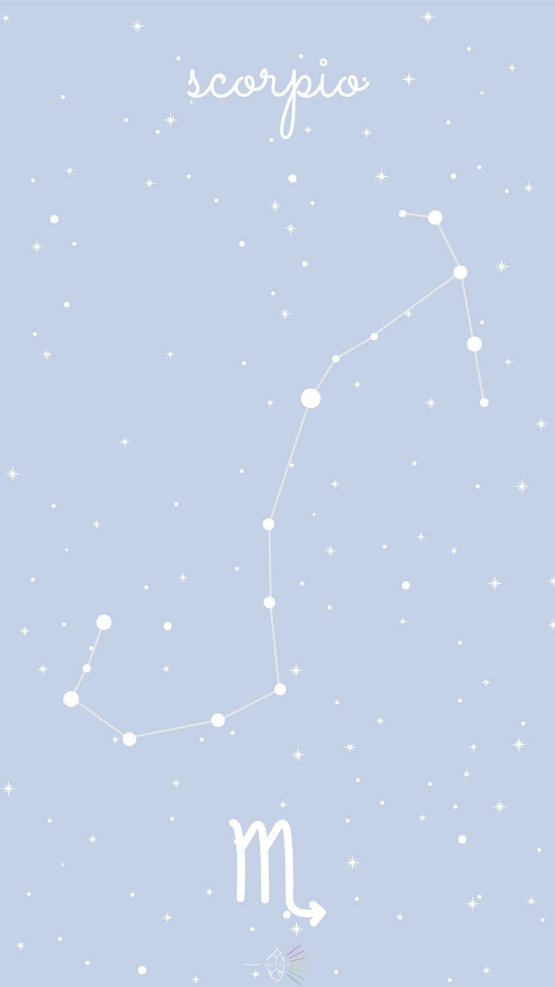 天蠍座插圖，星星喺藍色背景上。