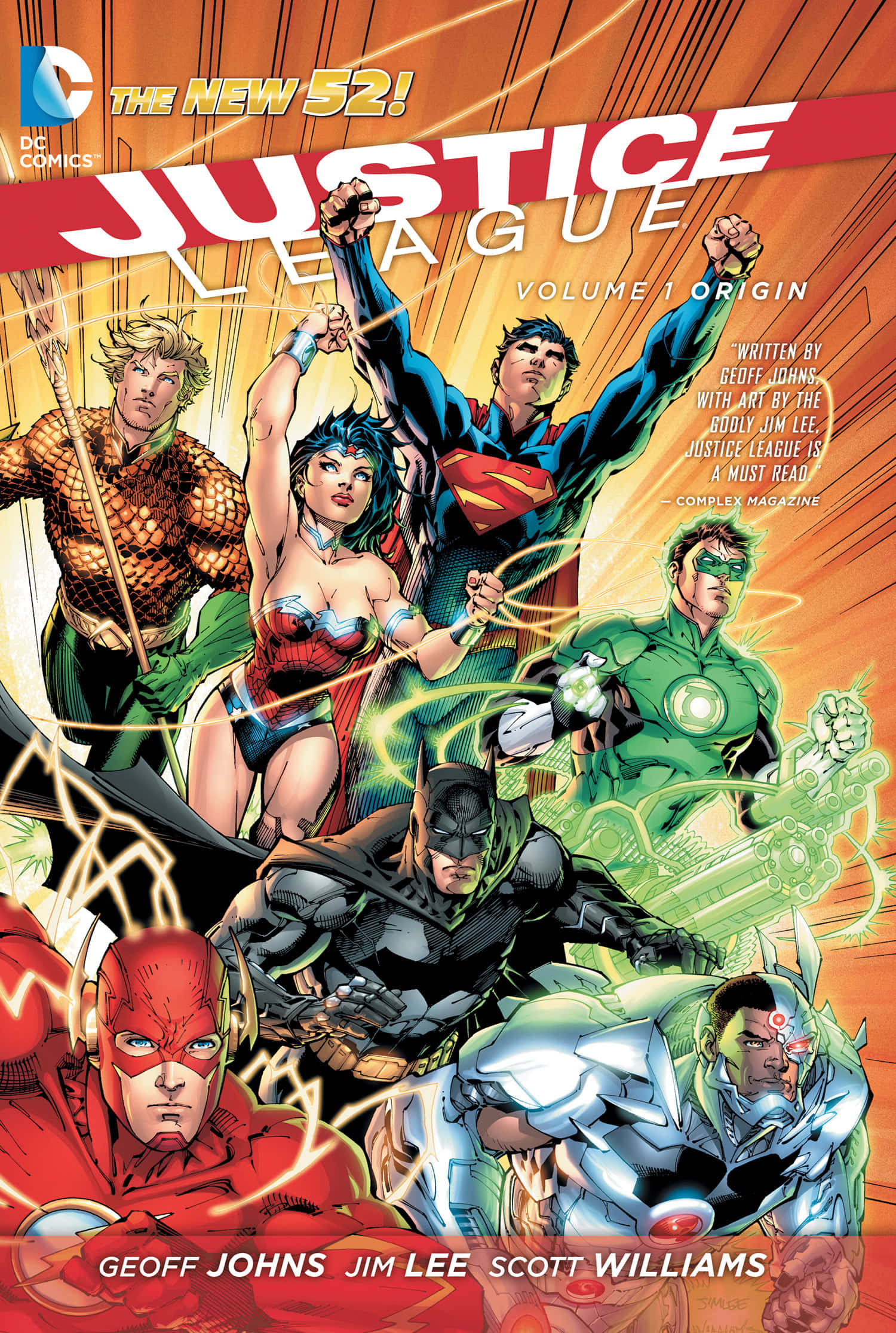 Justice League War 桌布 壁紙 — 動感漫畫封面，正義聯盟英雄以英勇姿態站在耀眼橙色背景前。