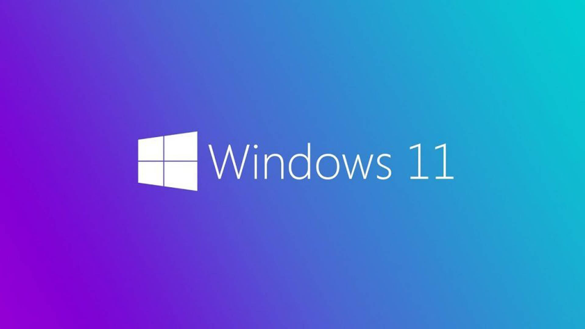 動態 Windows 11 桌面壁紙 壁紙 — Windows 11 標誌居中於充滿活力的紫色到青色漸變背景上。