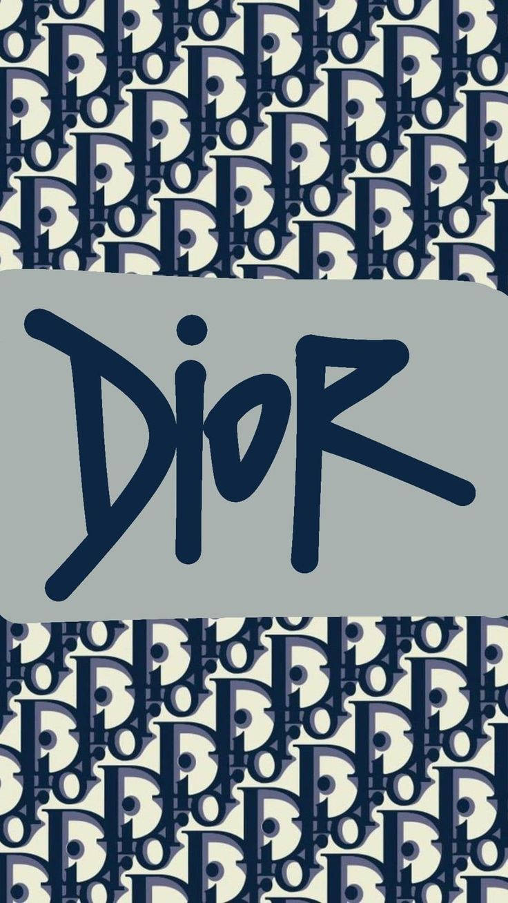 Dior標誌壁紙，帶有重複圖案和中央品牌名稱。
