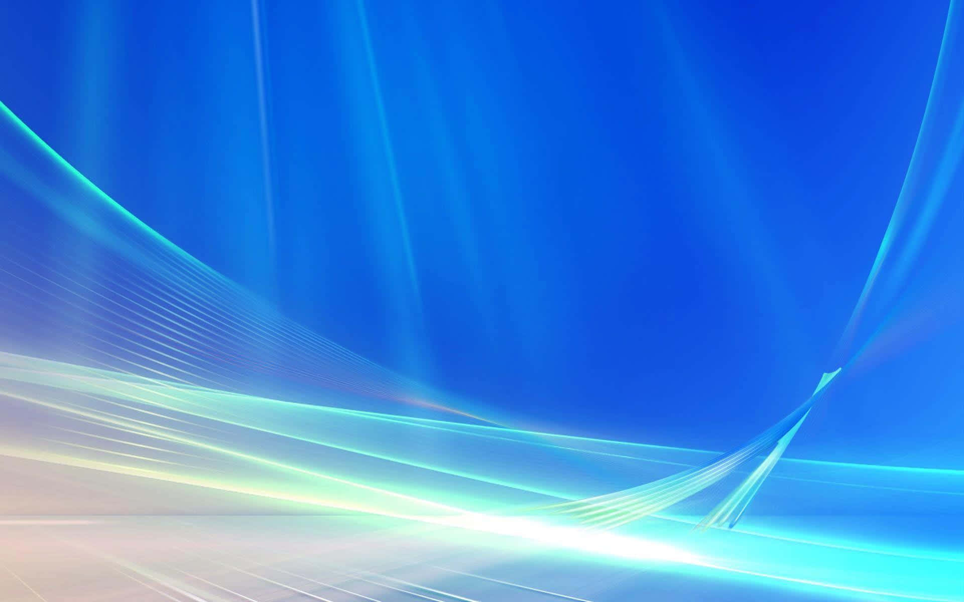 Windows Vista 桌布 壁紙 — 動態的藍色和青色光線條紋斜向流過漸變天空，營造出未來感的數位動態效果。