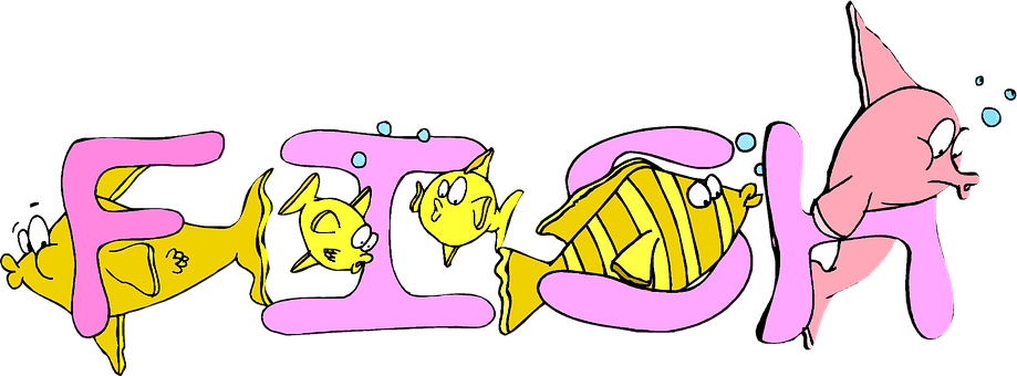 動態魚類字體插畫 壁紙
