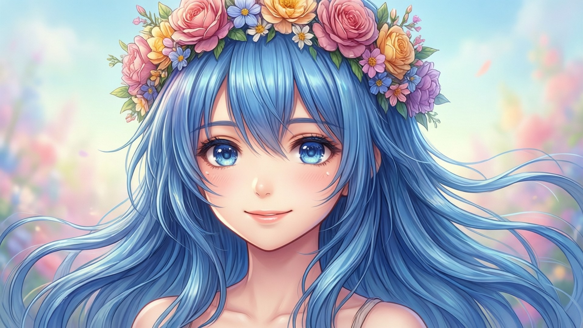 動漫少女花冠 壁紙