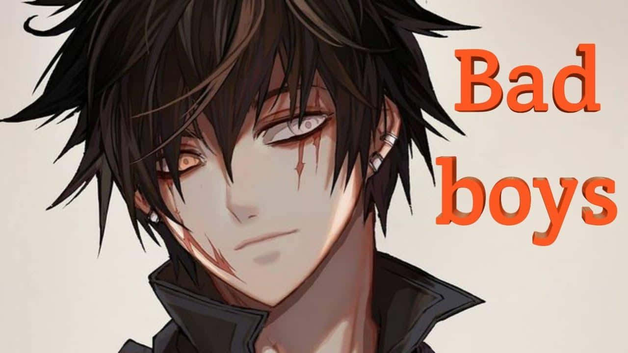 帶有血痕和強烈目光的動漫角色，標記為'Bad boys'