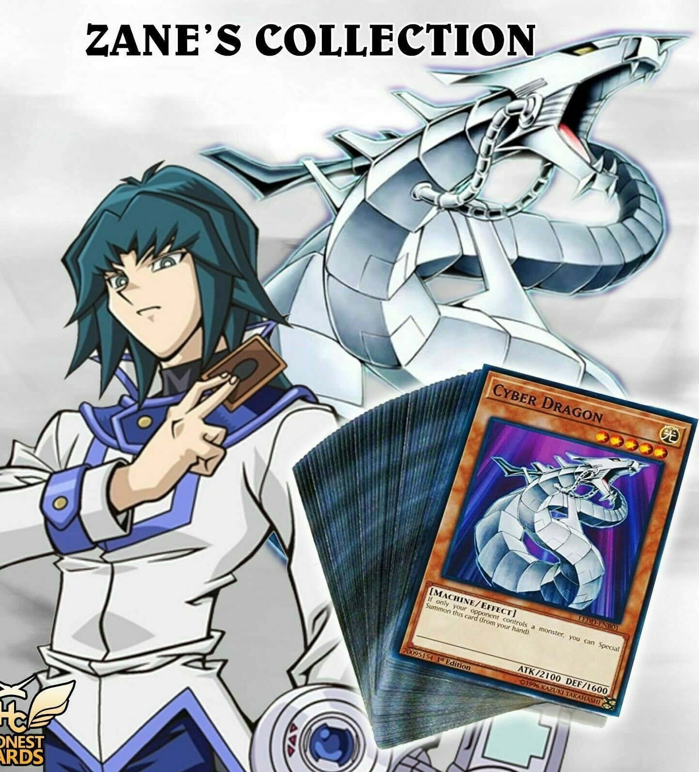 Zane Truesdale 桌布 壁紙 — 動漫角色 Zane 與電子龍卡牌和背景中的巨型機械龍。