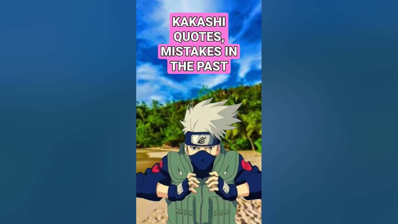 Kakashi Quotes 桌布 壁紙 — 動漫角色旗木卡卡西站在熱帶海灘環境中，背後有棕櫚樹和藍天。