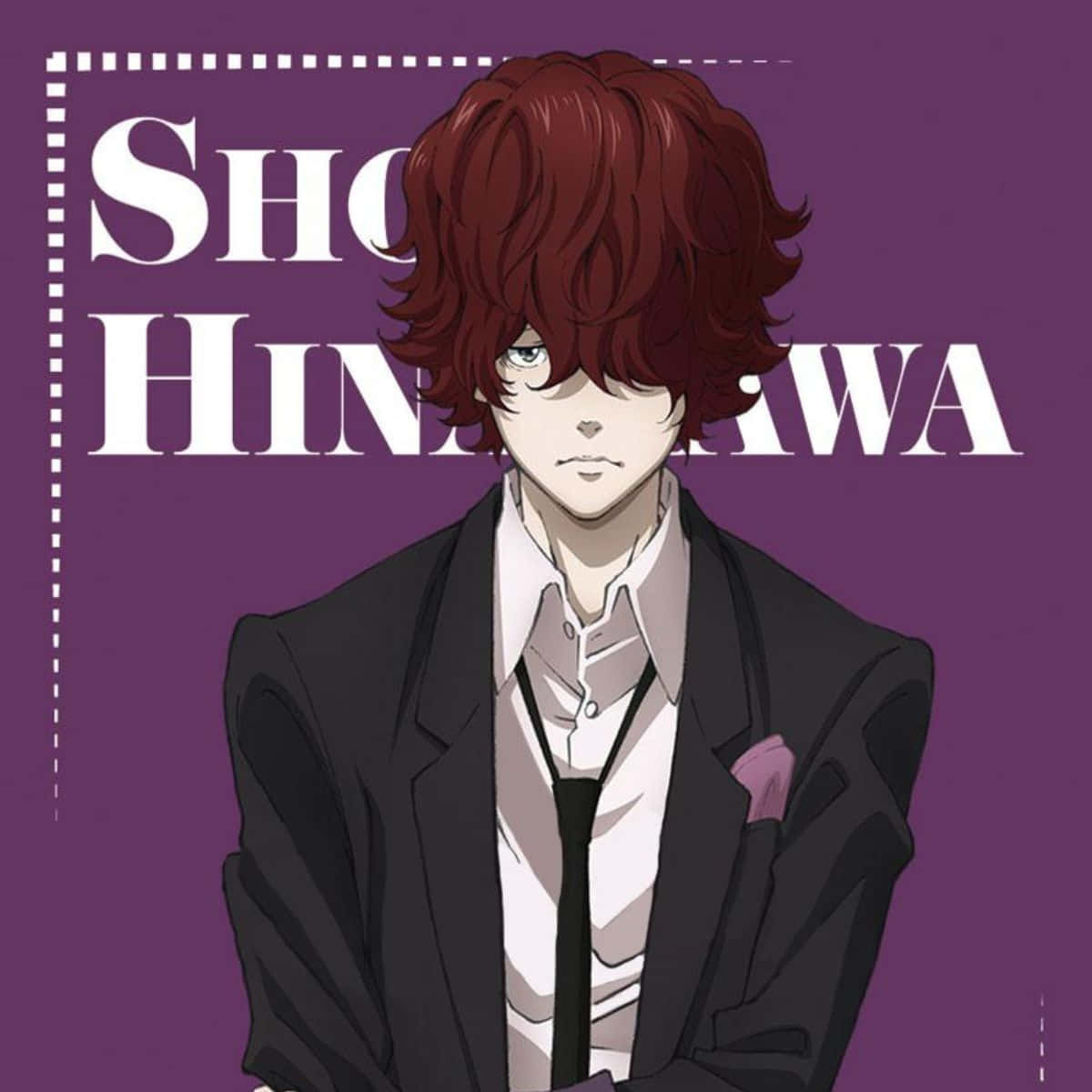 Sho Hinakawa 桌布 壁紙 — 動漫角色日向翔陽，紅髮，表情嚴肅，身穿黑色西裝，背景為紫色。