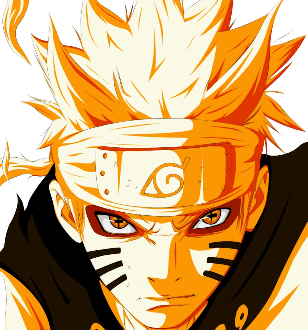 Naruto Sage Mode 桌布 壁紙 — 動漫角色漩渦鳴人，橙色刺蝟頭，表情堅定，戴著頭帶。