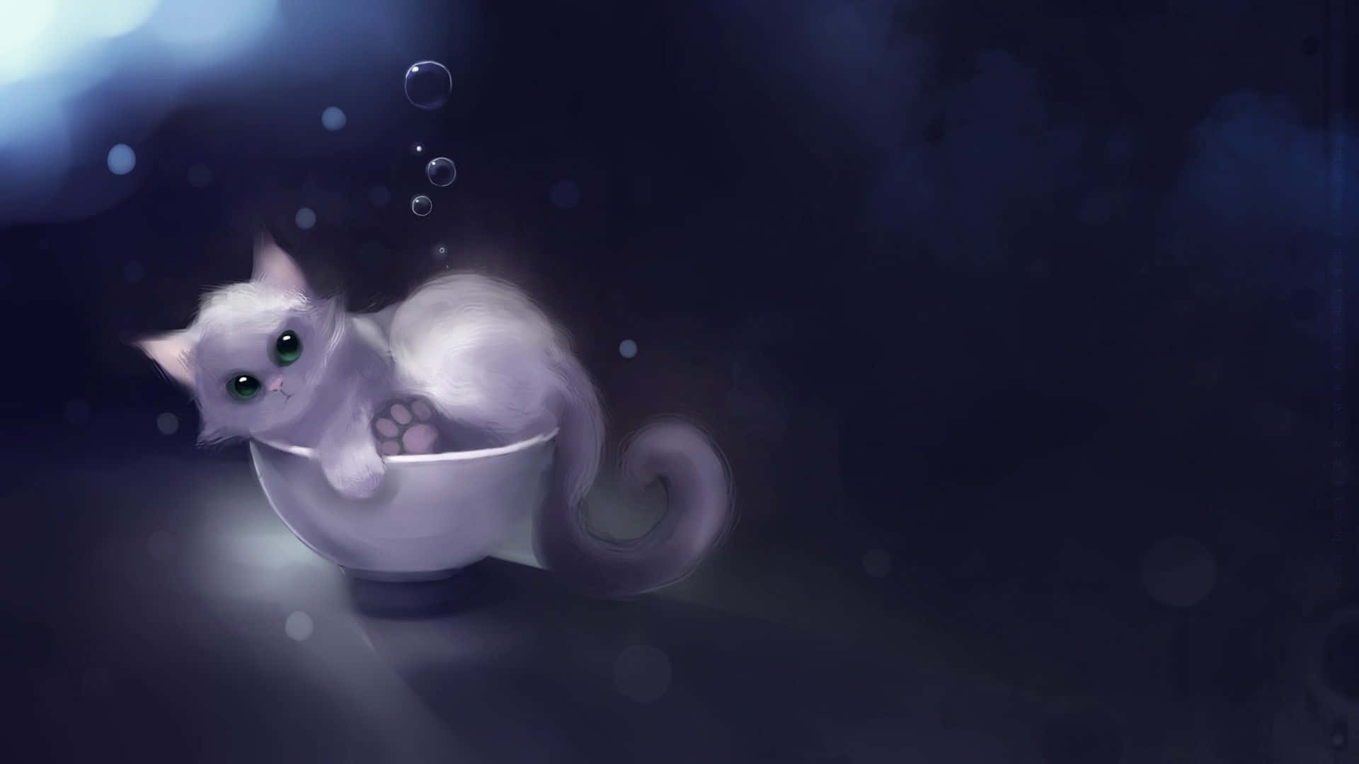 動漫貓背景 壁紙