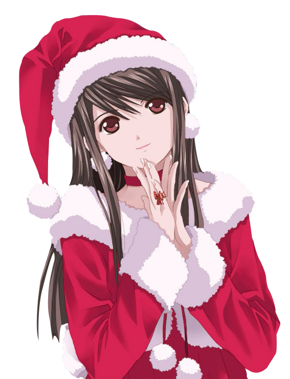 動漫風格聖誕老人服裝女孩 壁紙