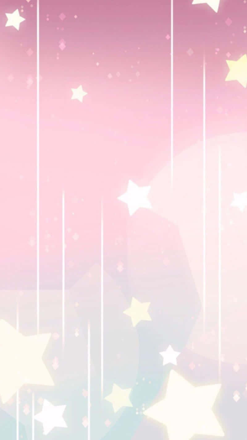 動畫《史蒂文宇宙》可愛星星 壁紙 — 粉紅和藍色漸變的天空，閃爍的星星和柔和的光線流瀉而下。