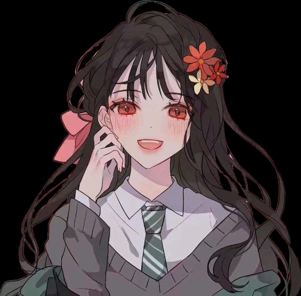動漫女孩可愛微笑PNG下載