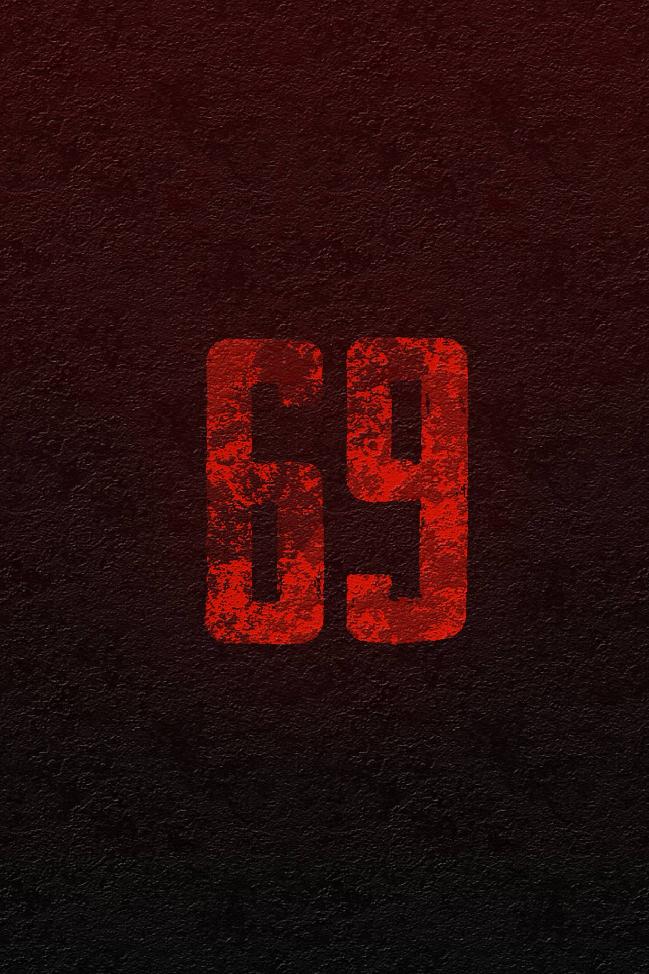 動畫符號69紅色美學 壁紙 — 大膽的紅色做舊數字69在帶有漸變陰影的深色紋理背景上脫穎而出。