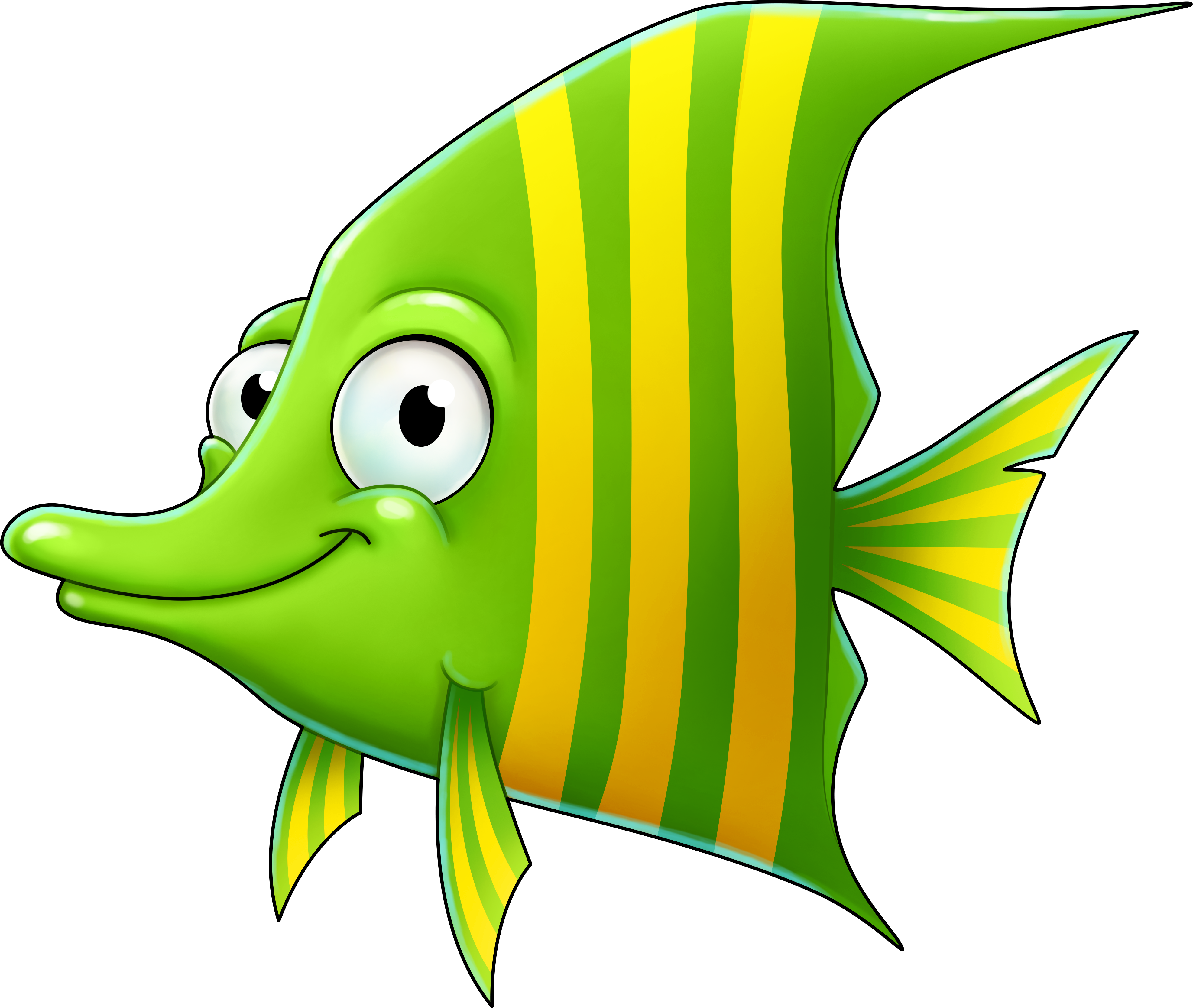 動畫綠色與黃色魚 壁紙