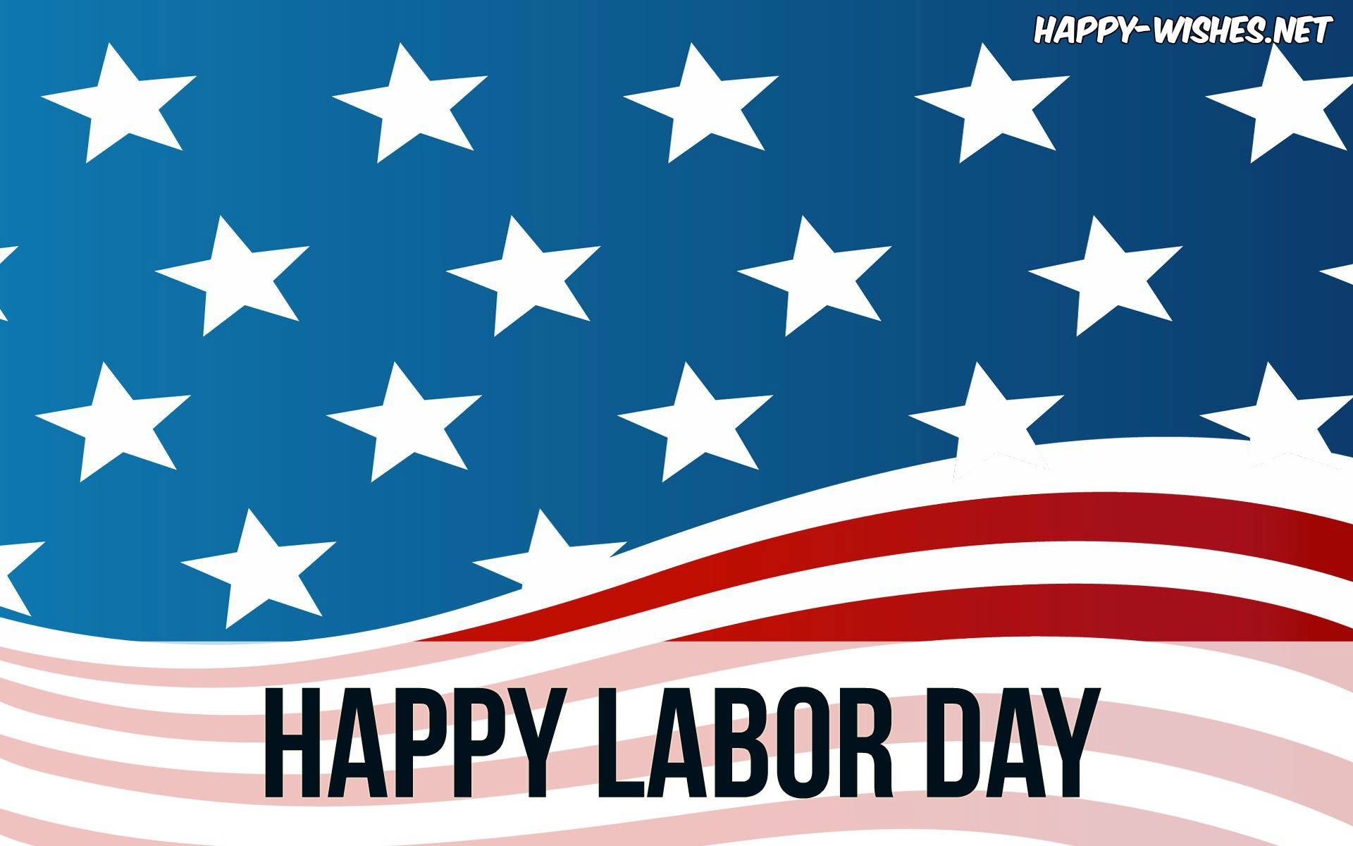 美國國旗，星星和條紋在「Happy Labor Day」文字後面。