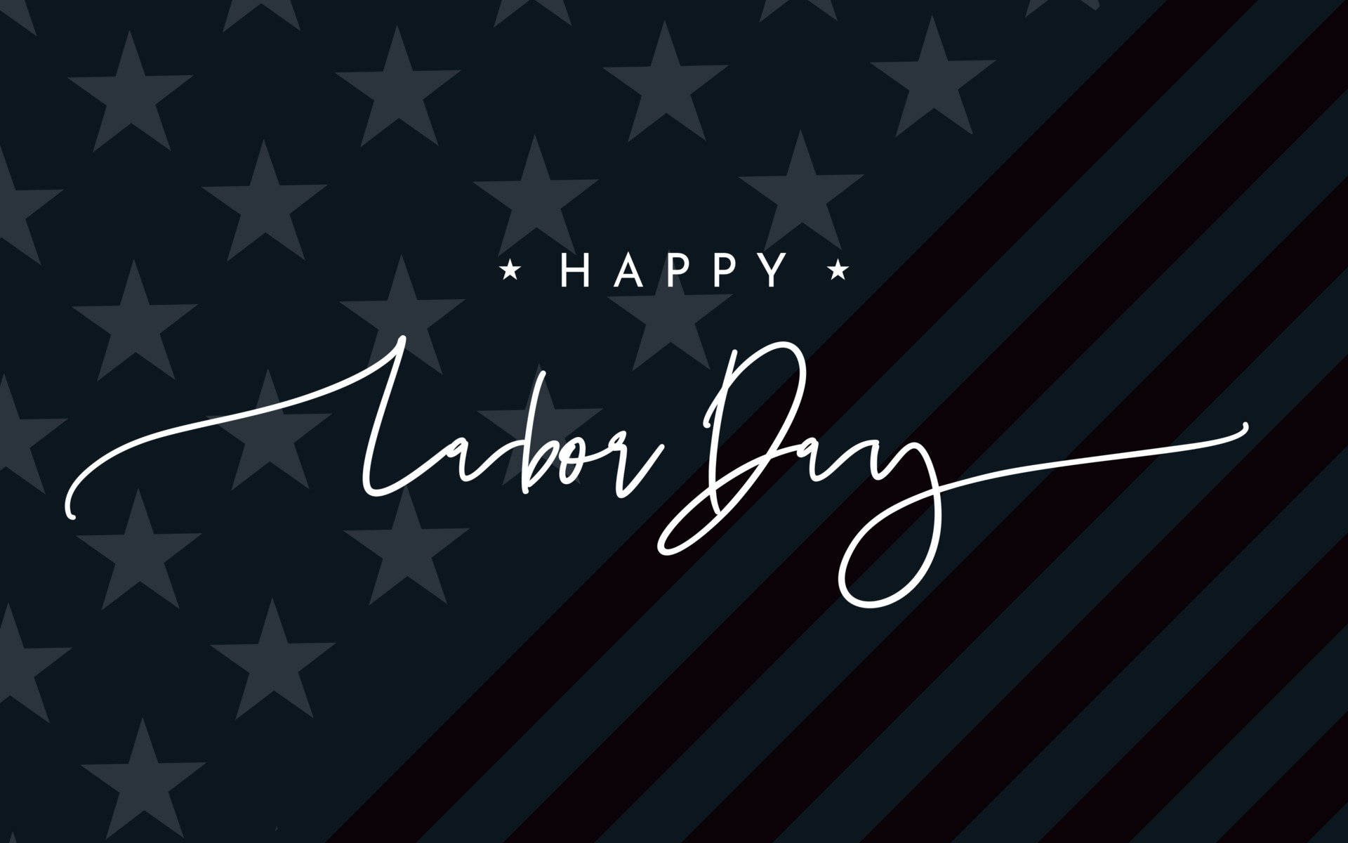 美國國旗圖案背景上的Happy Labor Day文字