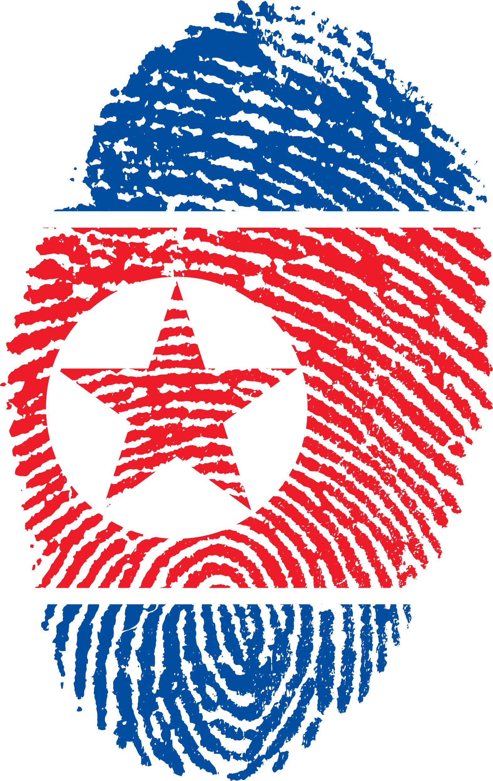 北韓國旗指紋圖案 壁紙 — 一個指紋圖案，以黑色背景襯托，充滿北韓國旗的顏色和符號。
