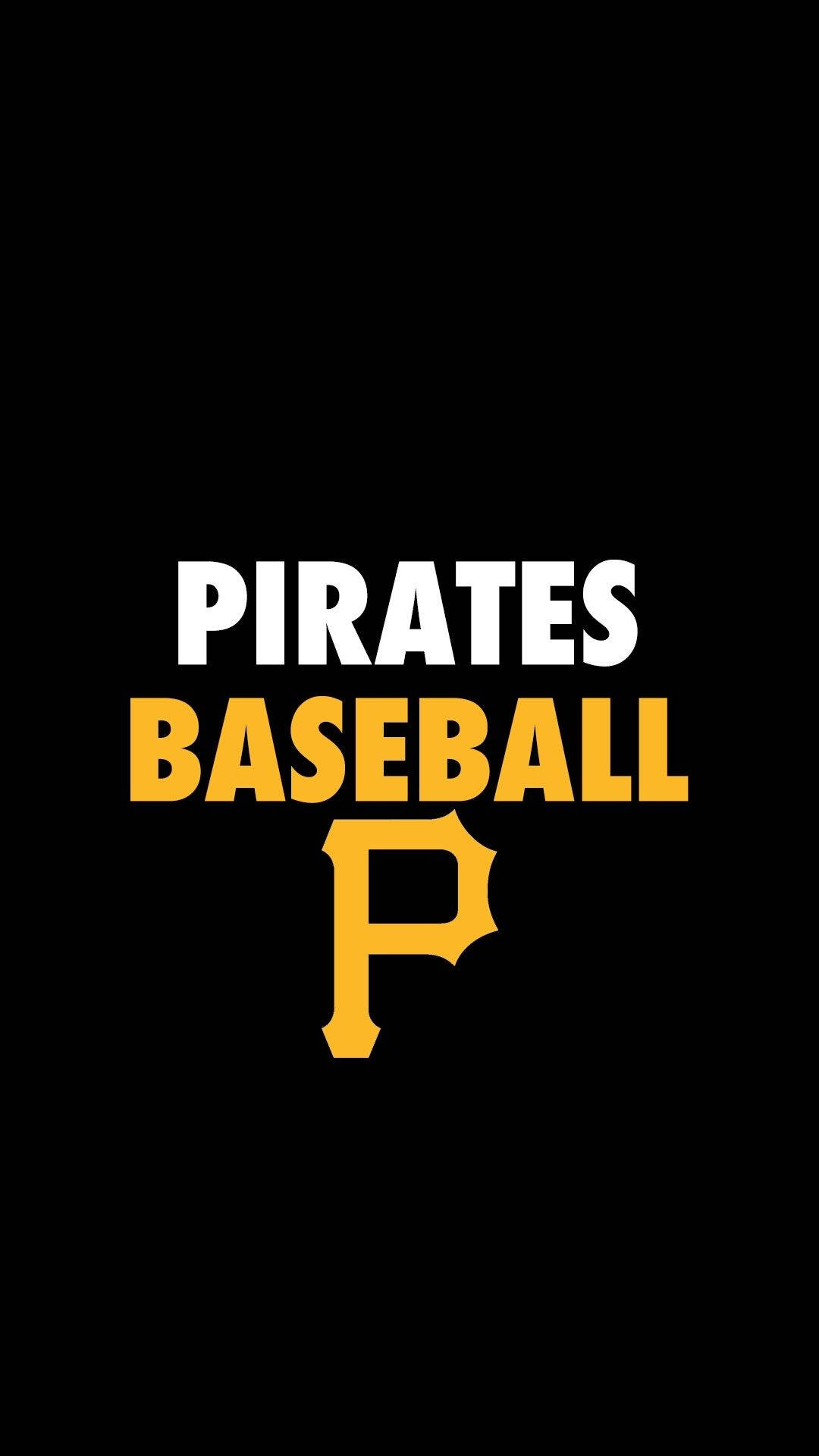 Pirates 棒球隊標誌，白色同金色，黑色背景。