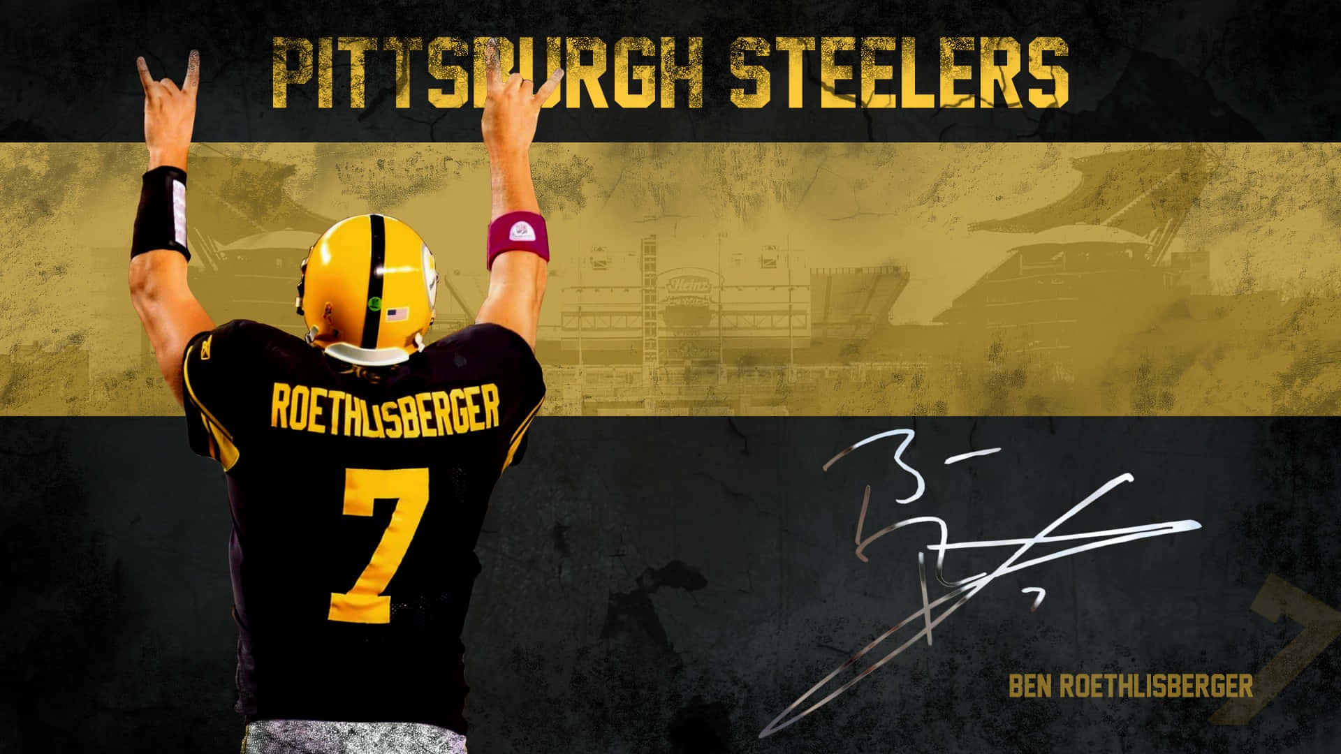 身穿鋼人隊球衣的足球員Ben Roethlisberger慶祝勝利。