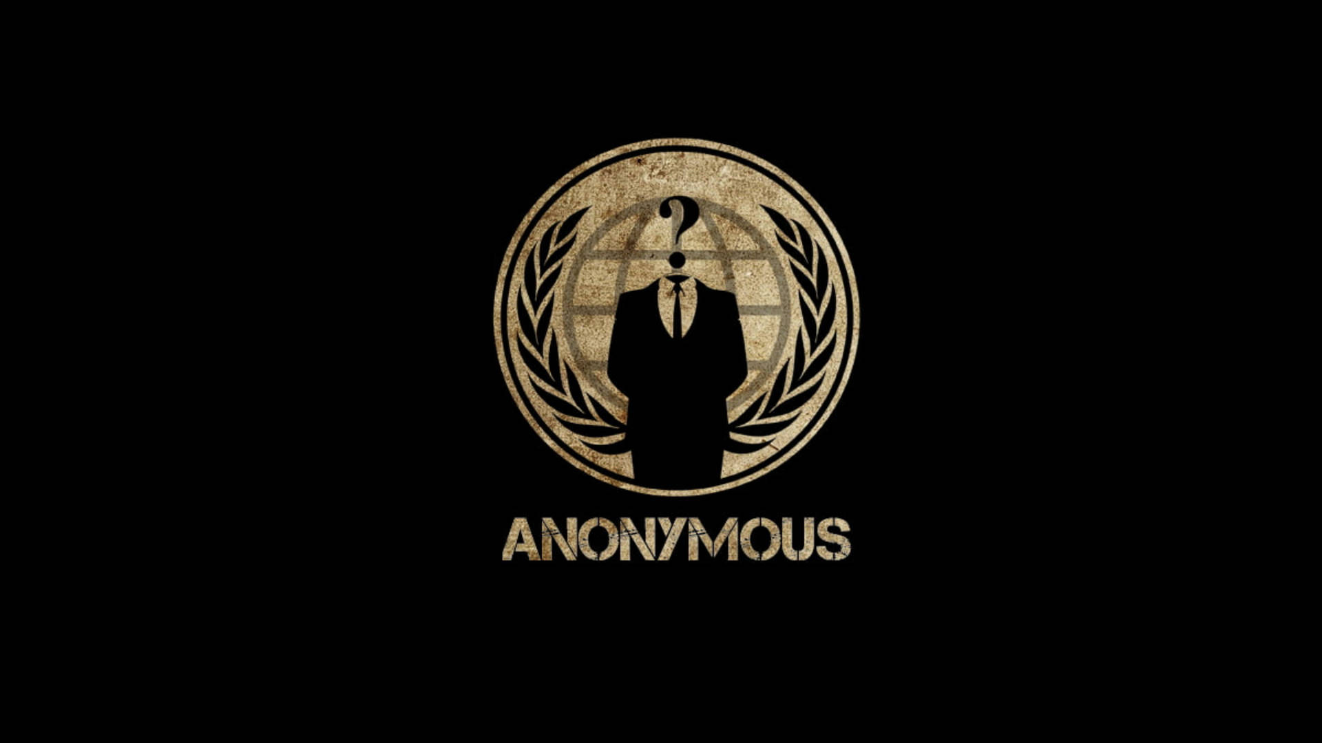 Anonymous團體標誌，帶有問號頭和月桂花環。