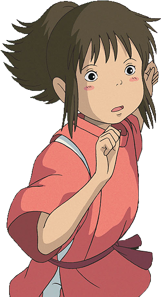 千尋角色 壁紙 — 一個紮著棕色辮子、穿著粉紅色和服的年輕女孩，手靠近耳朵，表情驚訝。