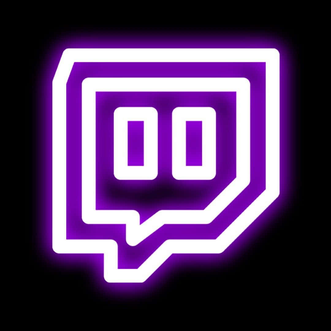 Twitch標誌在黑色背景上以紫色和白色霓虹燈發光
