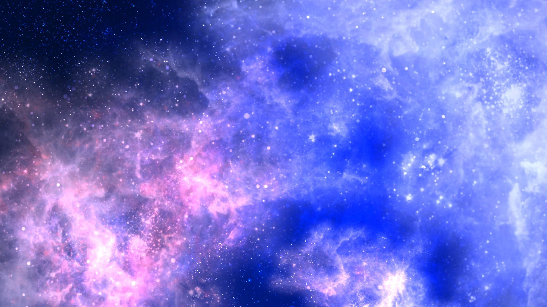 宇宙星雲，帶有旋轉的藍色和粉色雲彩以及閃爍的星星。