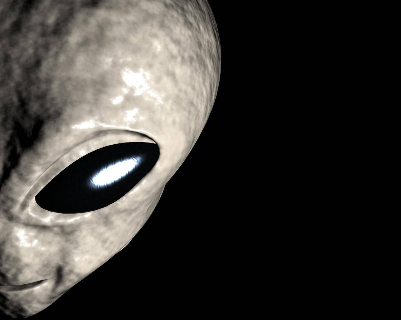 黑暗中發光眼睛的灰色外星人
