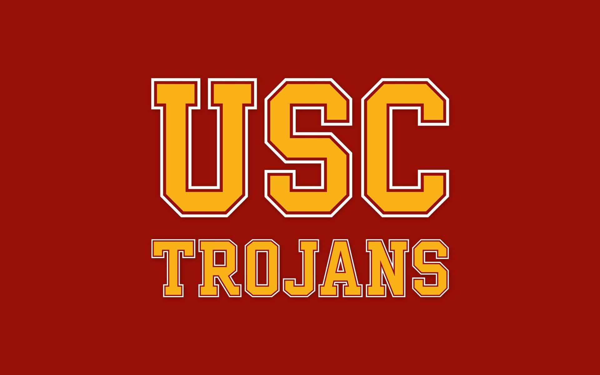 紅色背景上的黃色和白色USC Trojans運動標誌