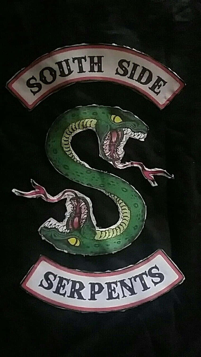 South Side Serpents 電單車補丁，綠色蛇形成S形。