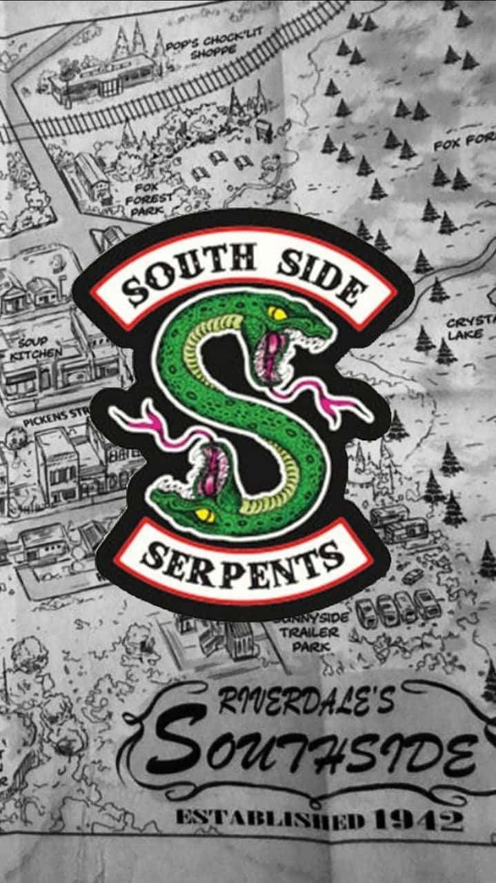 手繪城市地圖上的Riverdale Southside Serpents標誌。
