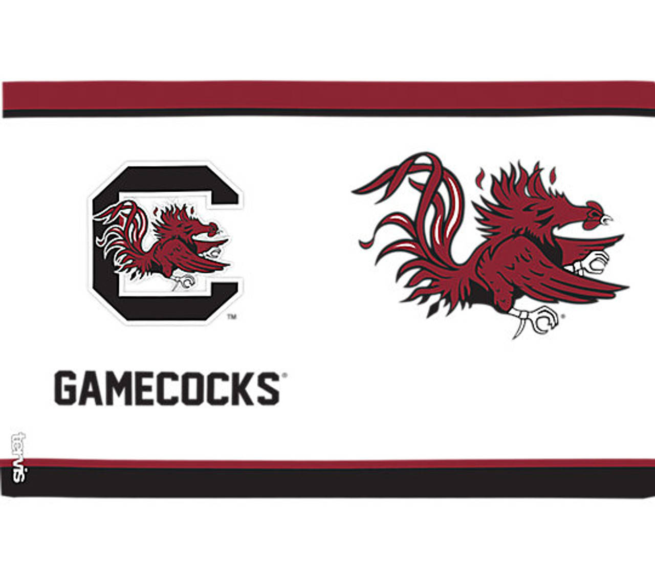 南卡羅來納大學Gamecocks體育標誌橫幅，附有吉祥物和文字。