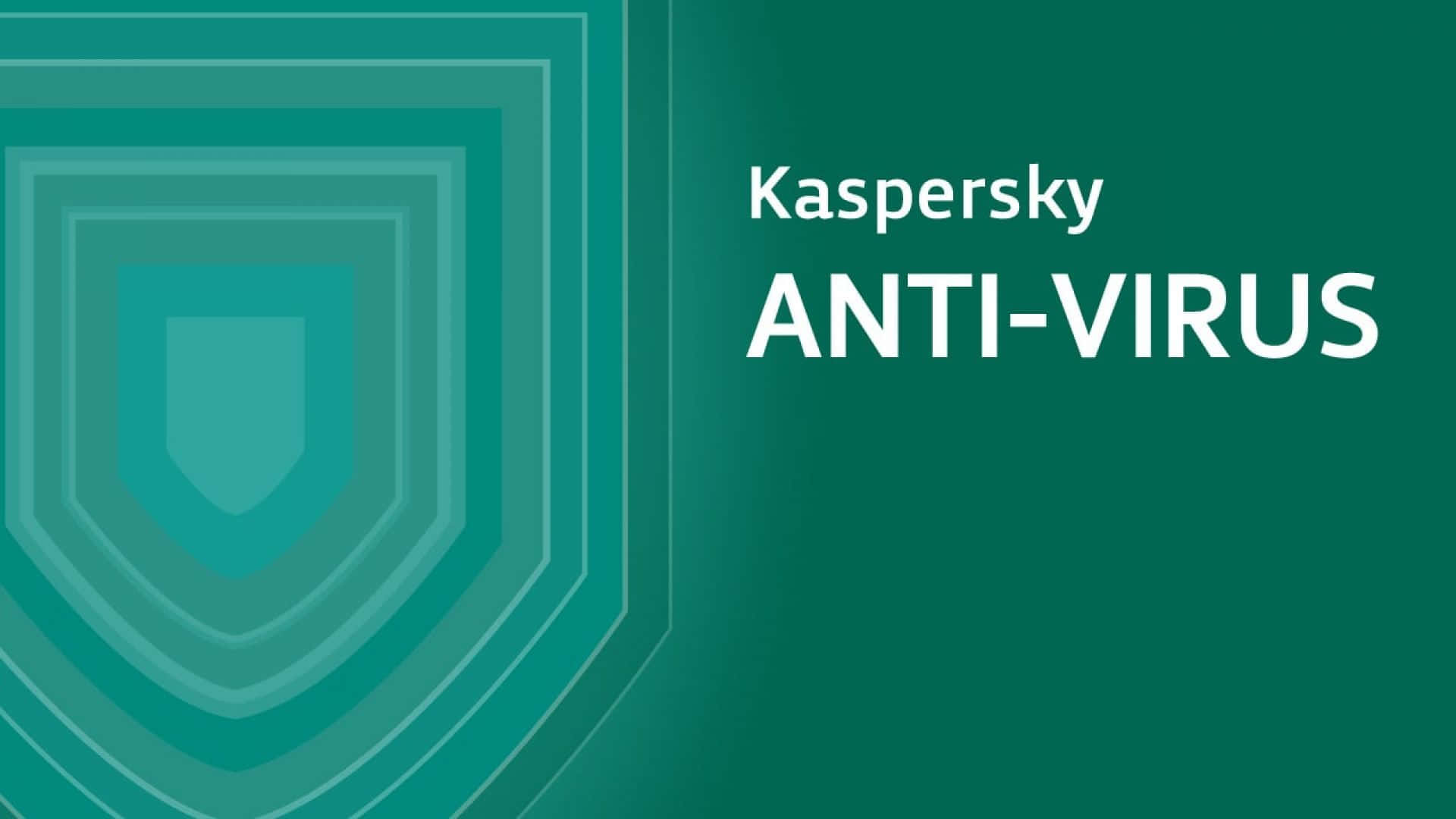 Kaspersky 防毒軟體標誌，在綠色背景上採用分層青綠色盾牌設計。