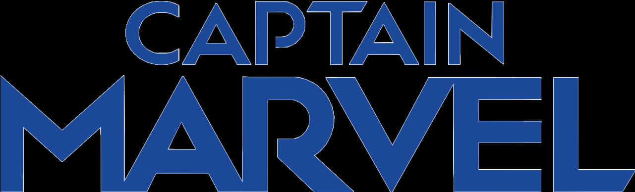 卡普坦·馬維爾藍色標誌 壁紙 — 大膽的藍色 Captain Marvel 標誌，以風格化字體呈現，襯托在純黑背景上。