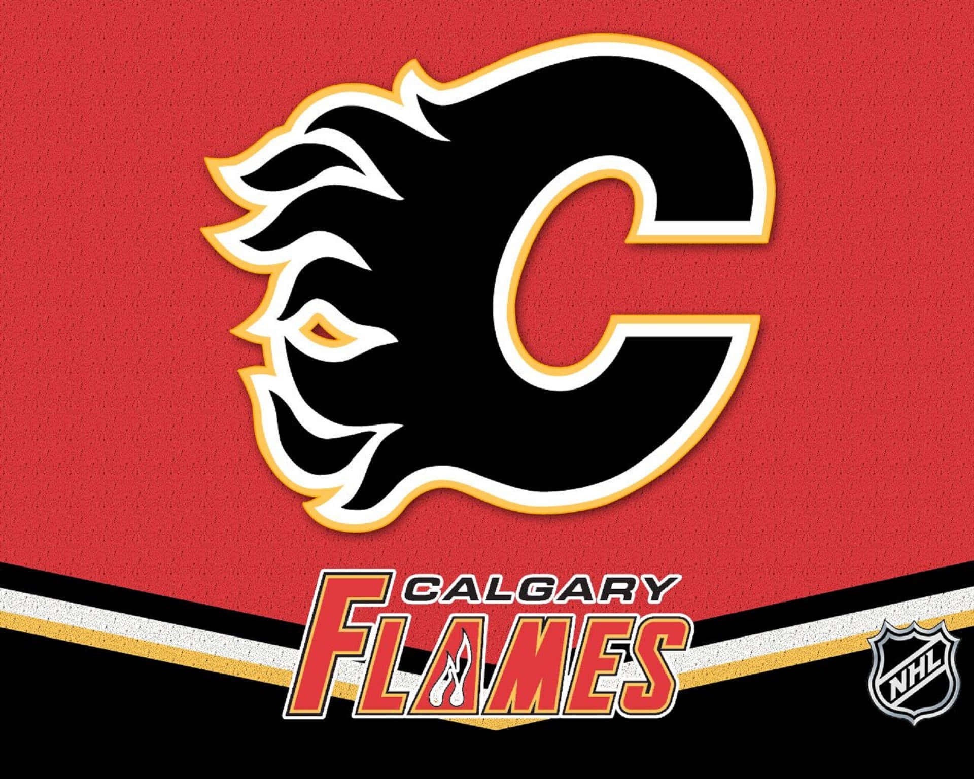 卡加利火焰隊NHL球隊標誌，帶有火焰設計和球隊名稱。