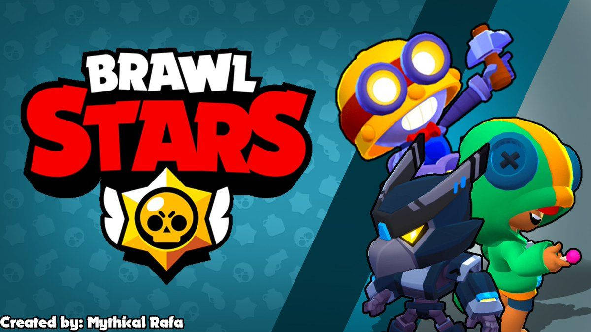 Brawl Stars 遊戲標誌與三個色彩繽紛的卡通戰士。