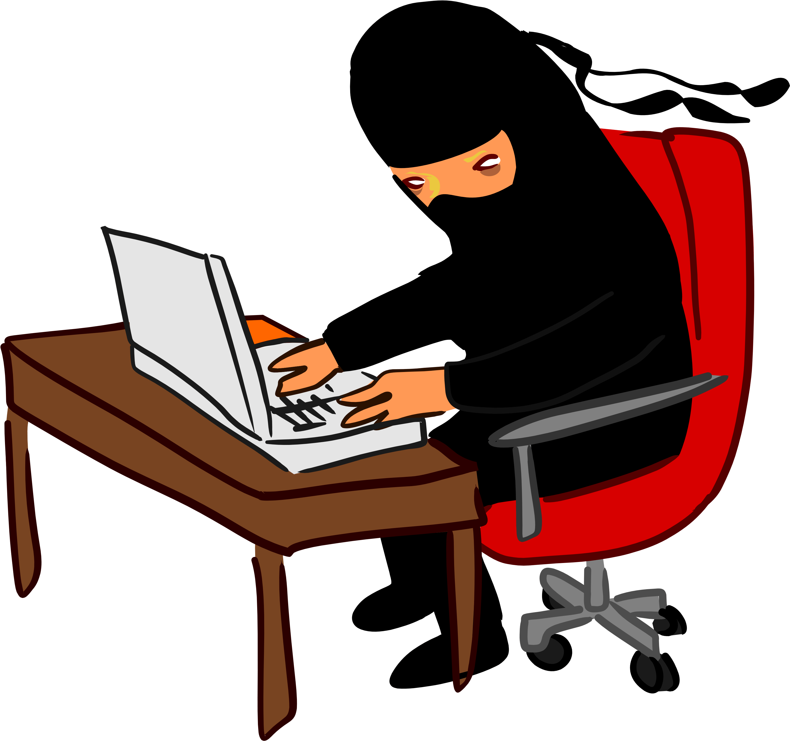 卡通角色在電腦前 hacking