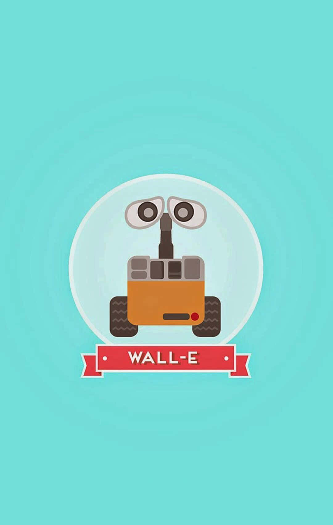 WALL-E機械人在氣泡中，帶紅色橫幅
