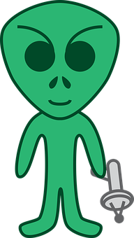 卡通外星人持劍 壁紙