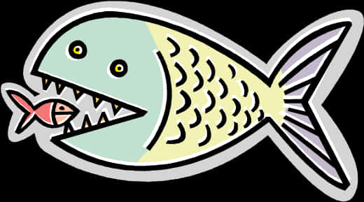 卡通大魚食細魚 壁紙