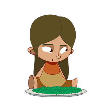 卡通女孩對食物不滿 壁紙
