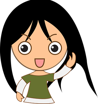 卡通女孩揮手 壁紙