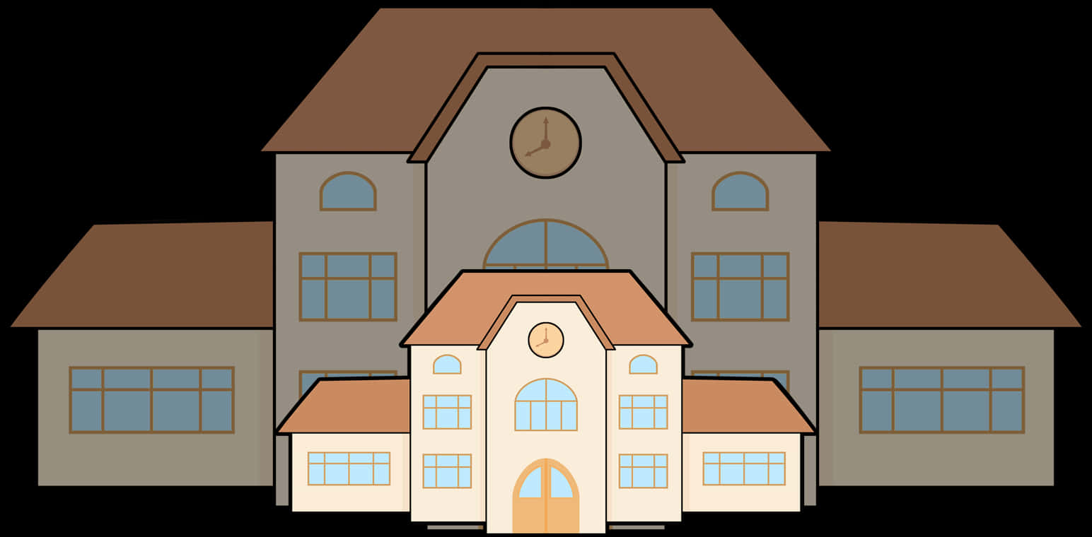 卡通學校建築插圖 壁紙