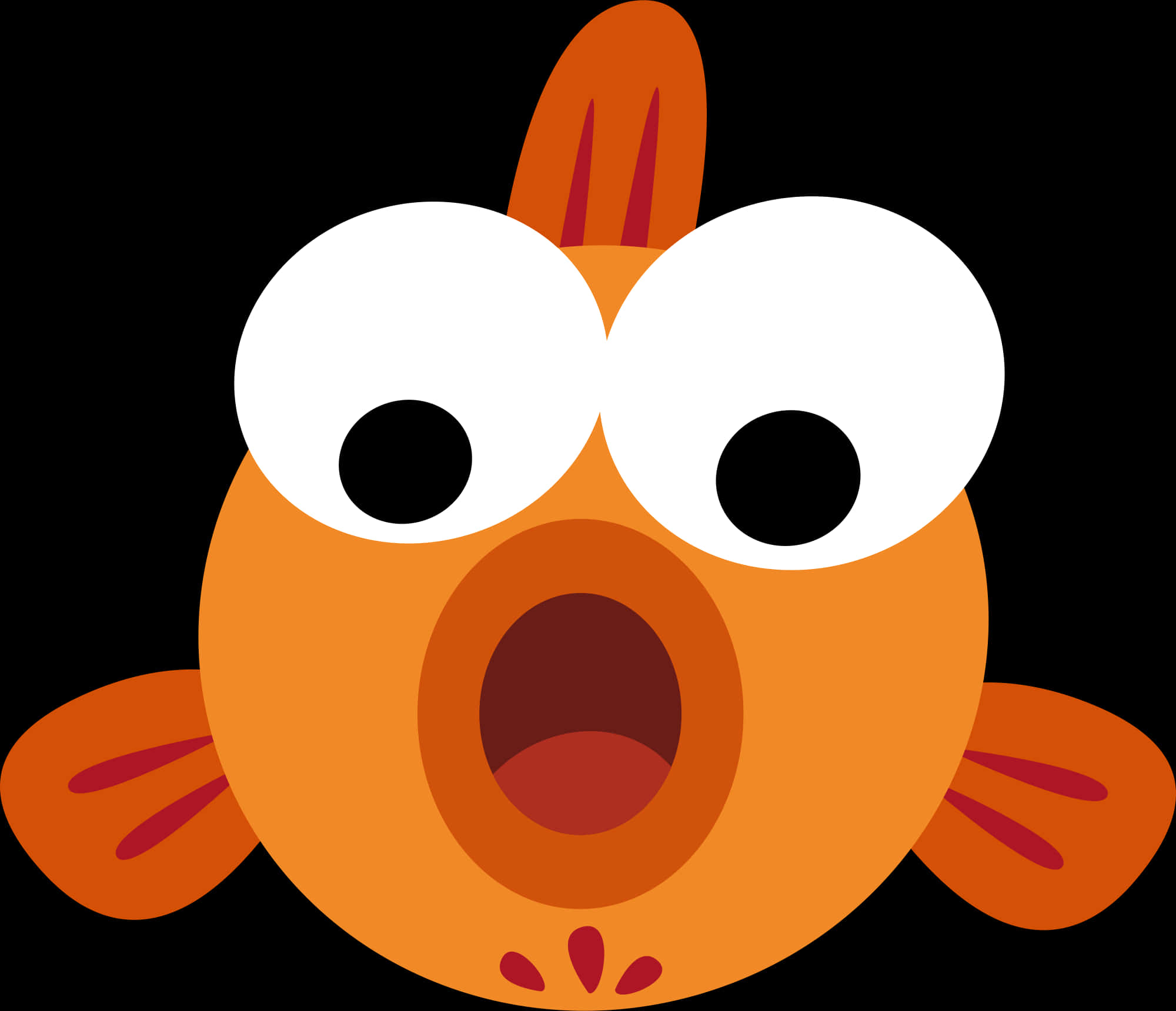 驚訝的卡通橙色魚，有大眼睛和張開的嘴巴。 — 魚 壁紙