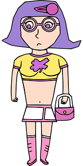卡通少女穿粉黃色裝束 壁紙