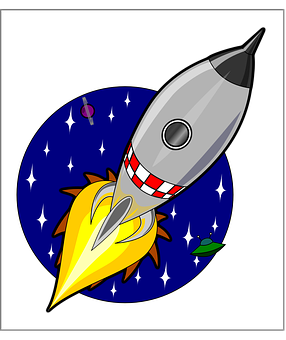 卡通火箭太空插圖 壁紙