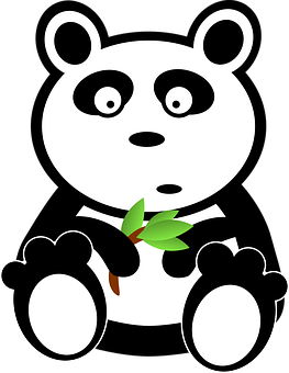 卡通熊貓持竹圖 壁紙