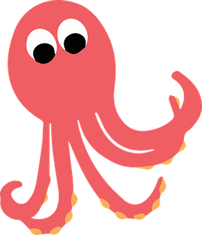 卡通紅色八爪魚圖案 壁紙