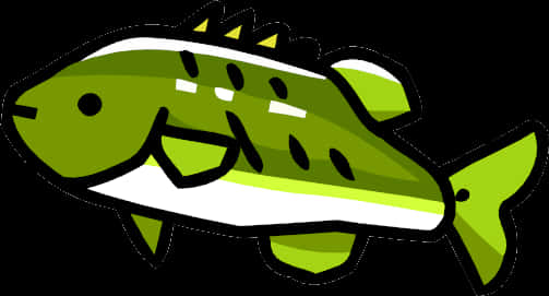 卡通綠色魚插圖 壁紙