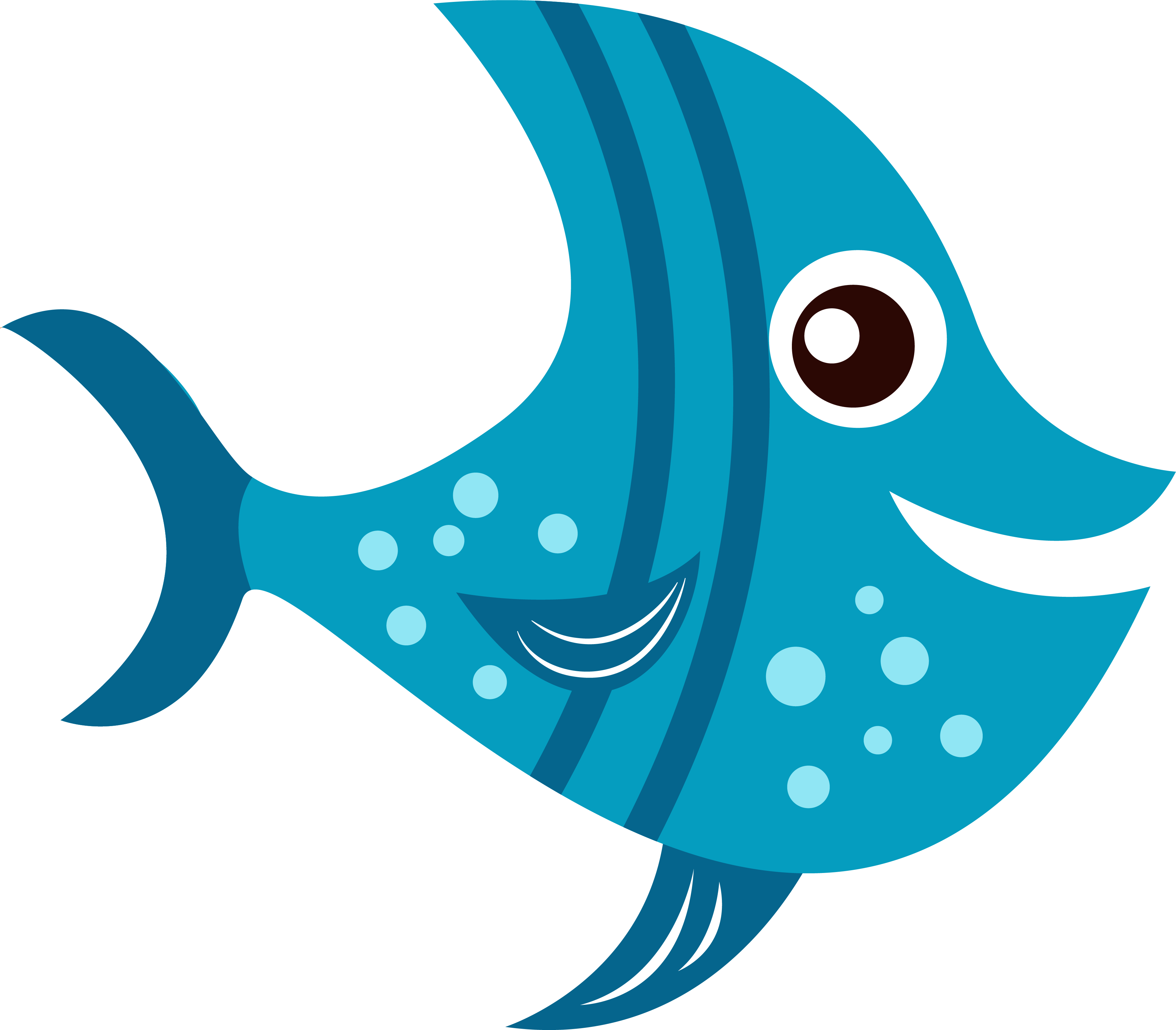 卡通藍色魚插圖 壁紙